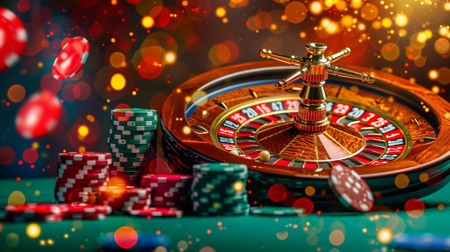 Caribbean Stud Poker table layout on rajawd777 slot showing ante bet, raise area, and dealer position